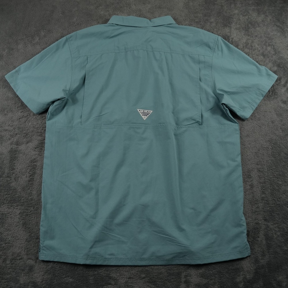 Columbia PFG Button Up Shirt Mens L Blue Green Omni-Shade Ripstop Vented Fishing - Picture 5 of 11